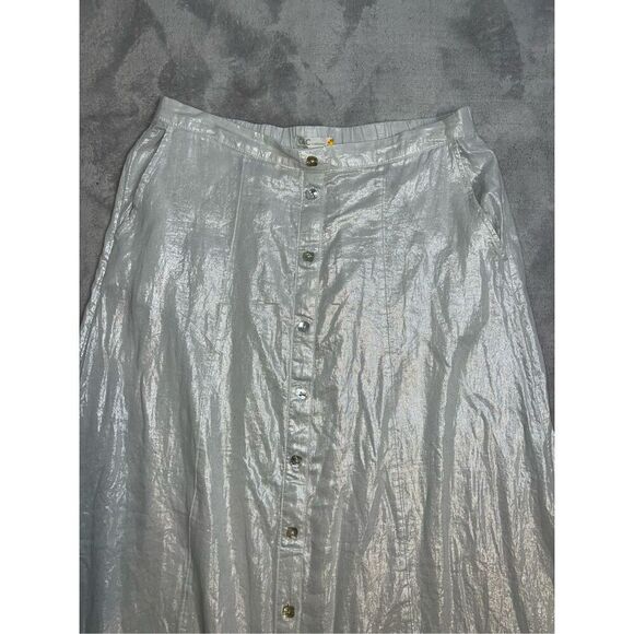 New! Women’s Linen Sparkly Metallic Skirt MAXI LARGE - Picture 4 of 8